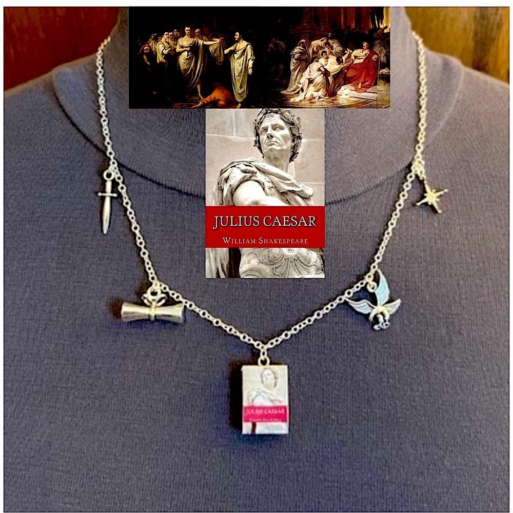 Julius Caesar by William Shakespeare Handmade Literature Necklace, Book Cover